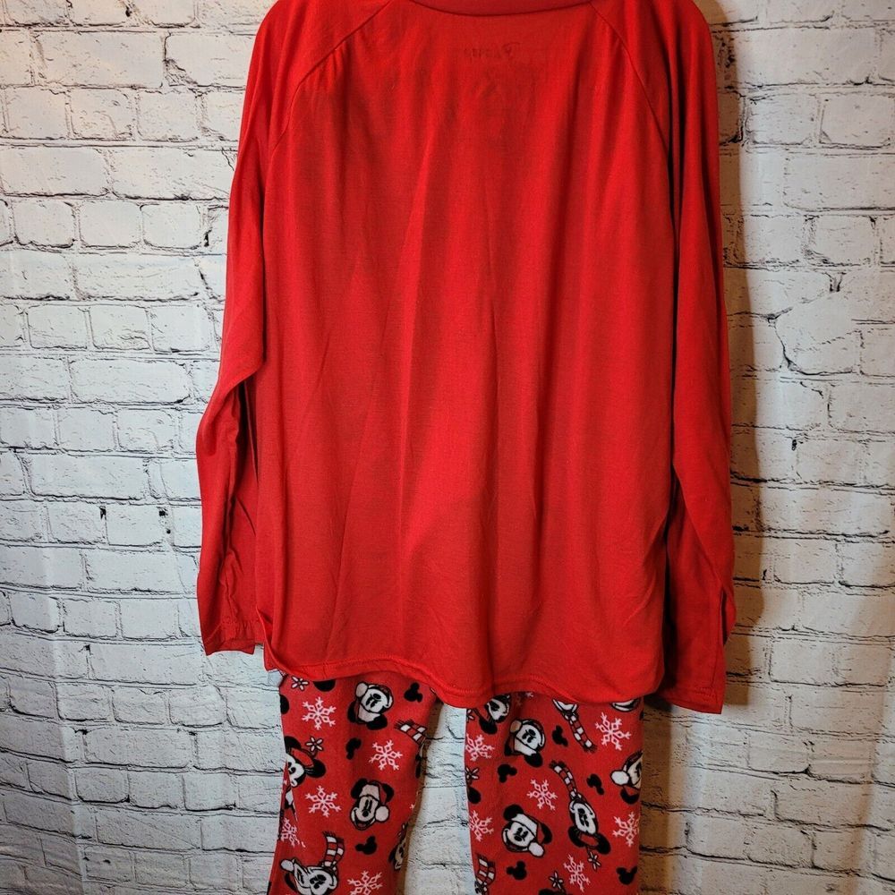 Disney‎ Minnie Mouse Pajama Set Womens 2X Red Gray Excellent Holiday Fleece 2pc - Picture 3 of 8
